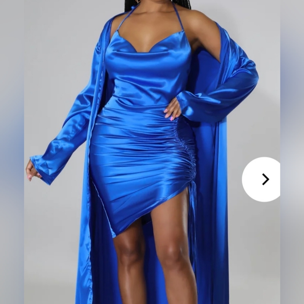 Fashion Nova Vibrant Blue Asymmetrical Dress
